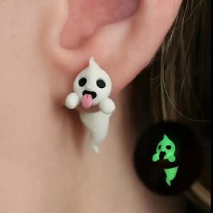 Glow-in-the-Dark Ghost Halloween Earrings